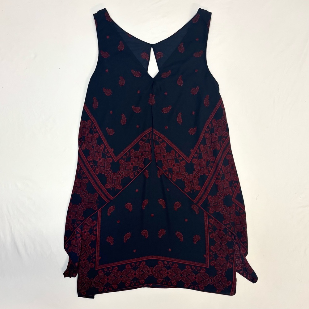 Chelsea28 Paisley Sleeveless Shift Dress Black Red Size M